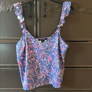 French Connection - Blue Floral Ruffle-Strap Camisole Top